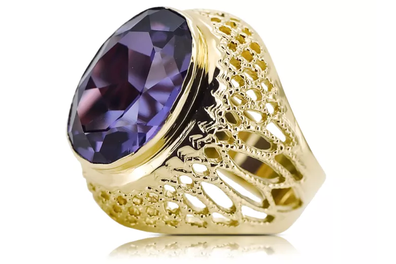 Каблучка Вінтаж стиль Олександрит 14K Жовте золото vrc089y